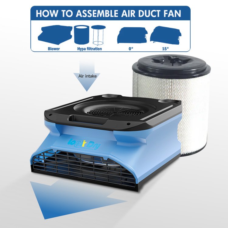 Air Blower High Pressure Turbo 820CFM Commercial Dryer Blower for Carpet Plumbing Stackable Flat Air Mover OEM Product