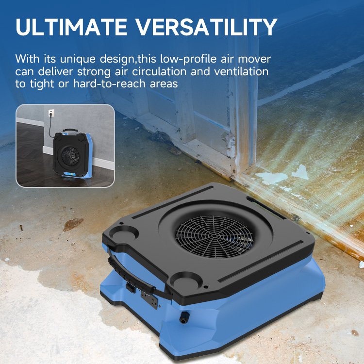 Air Blower High Pressure Turbo 820CFM Commercial Dryer Blower for Carpet Plumbing Stackable Flat Air Mover OEM Product