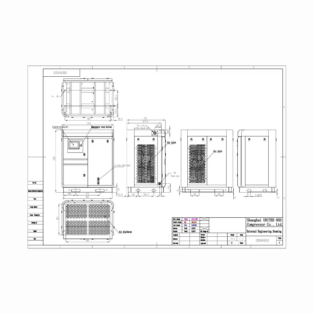 UNITED 0.7Mpa 22KW Single-stage VPM Screw Air Compressor Air Cooled 380V/50Hz Inverter Compressor for Factory Use