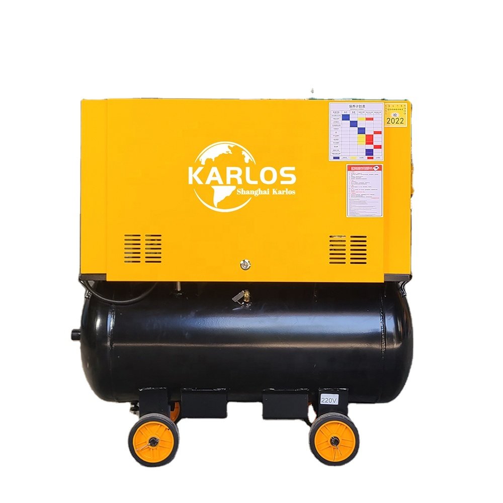 Karlos Portable Screw Air Compressor With Air Tank 220V 50/60Hz 4Kw 5Hp Single Phase Screw Air Compressor