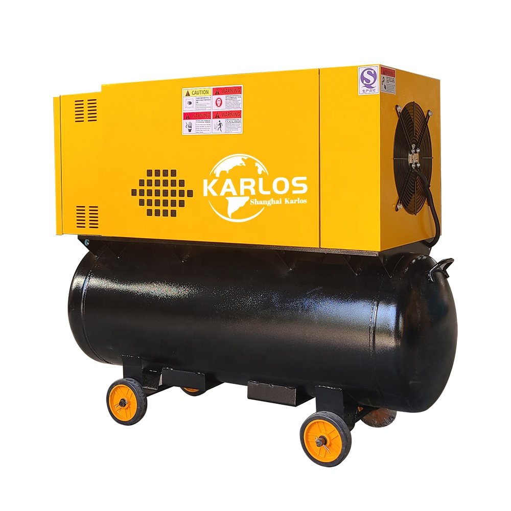 Karlos Portable Screw Air Compressor With Air Tank 220V 50/60Hz 4Kw 5Hp Single Phase Screw Air Compressor