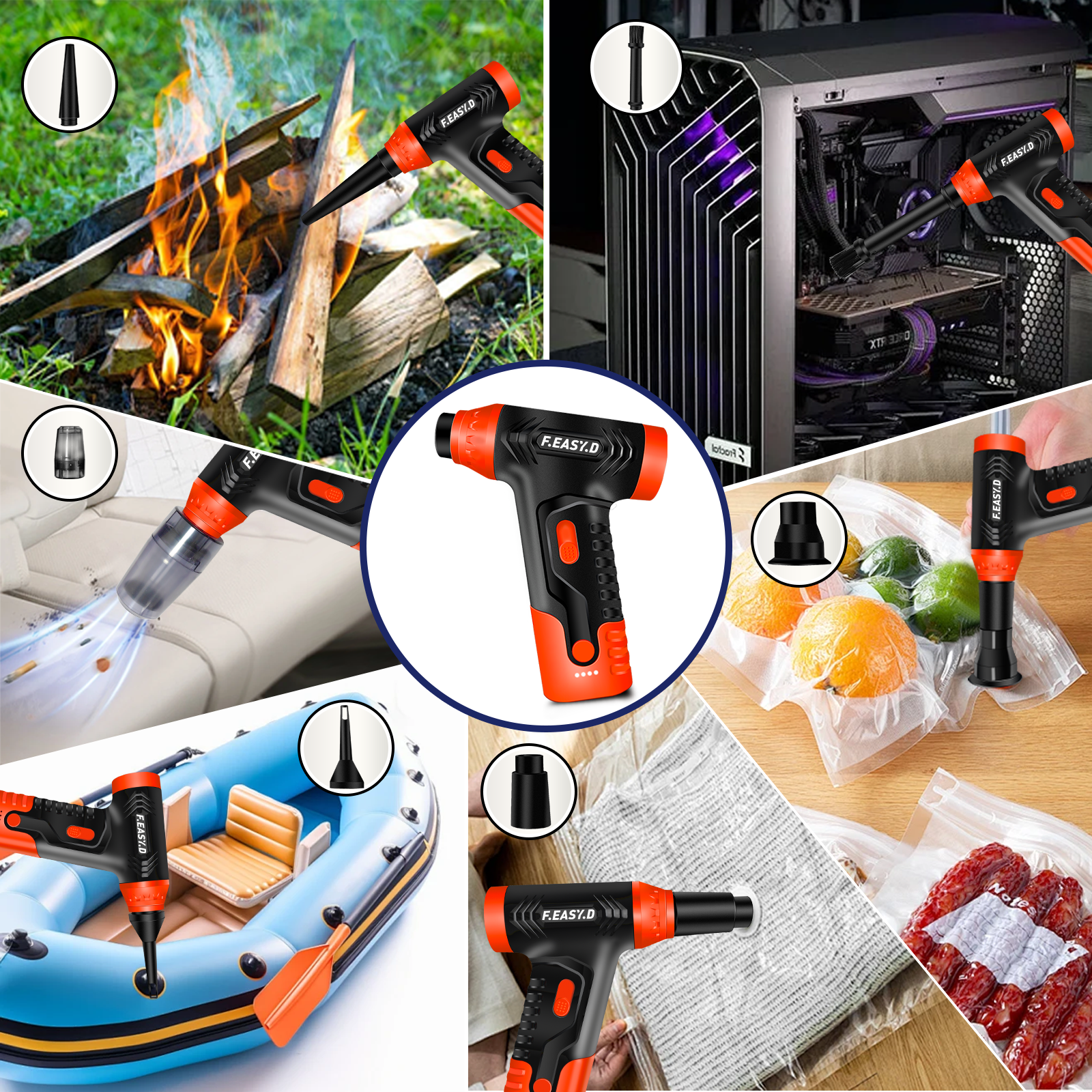 F.EASY.D Mini Fan 140000 RPM Rechargeable High Power Handheld Mini Turbo Fan Cordless Air Duster