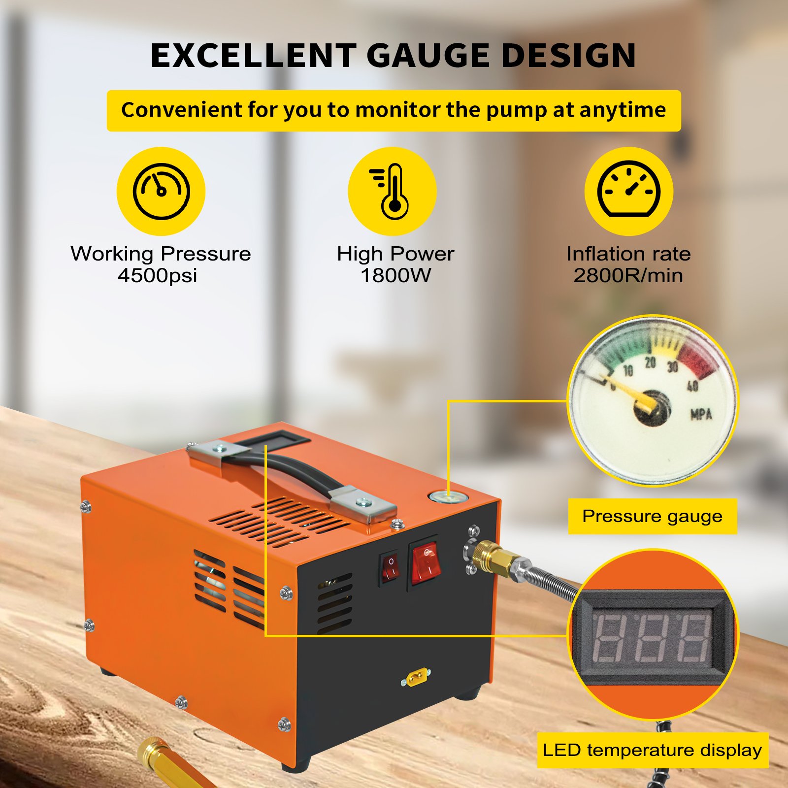 GP Hot Sale 12V 110V 220V High Pressure External Converter 300bar 4500psi 30mpa Snorkeling Paintball Hunting PCP Air Compressor