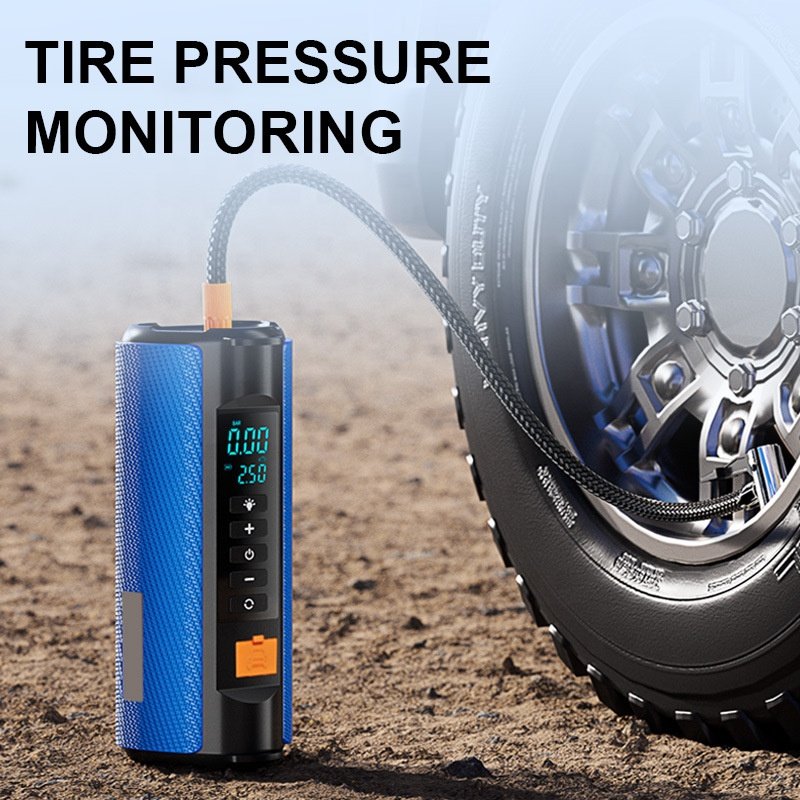 Portable Tire Inflator Fast Inflation Battery Powered 150PSI Electric Air Compressor with Jump Starter and Warning Camping Light