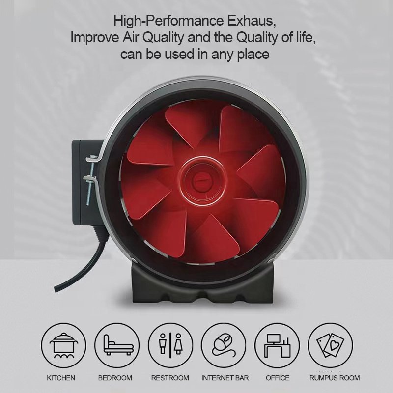 Silent 100mm 4 Inch Ec Duct Fan with Speed Regulation Ventilation Booster Duct Wall Exhaust Fan for Grow Tents Hydroponics