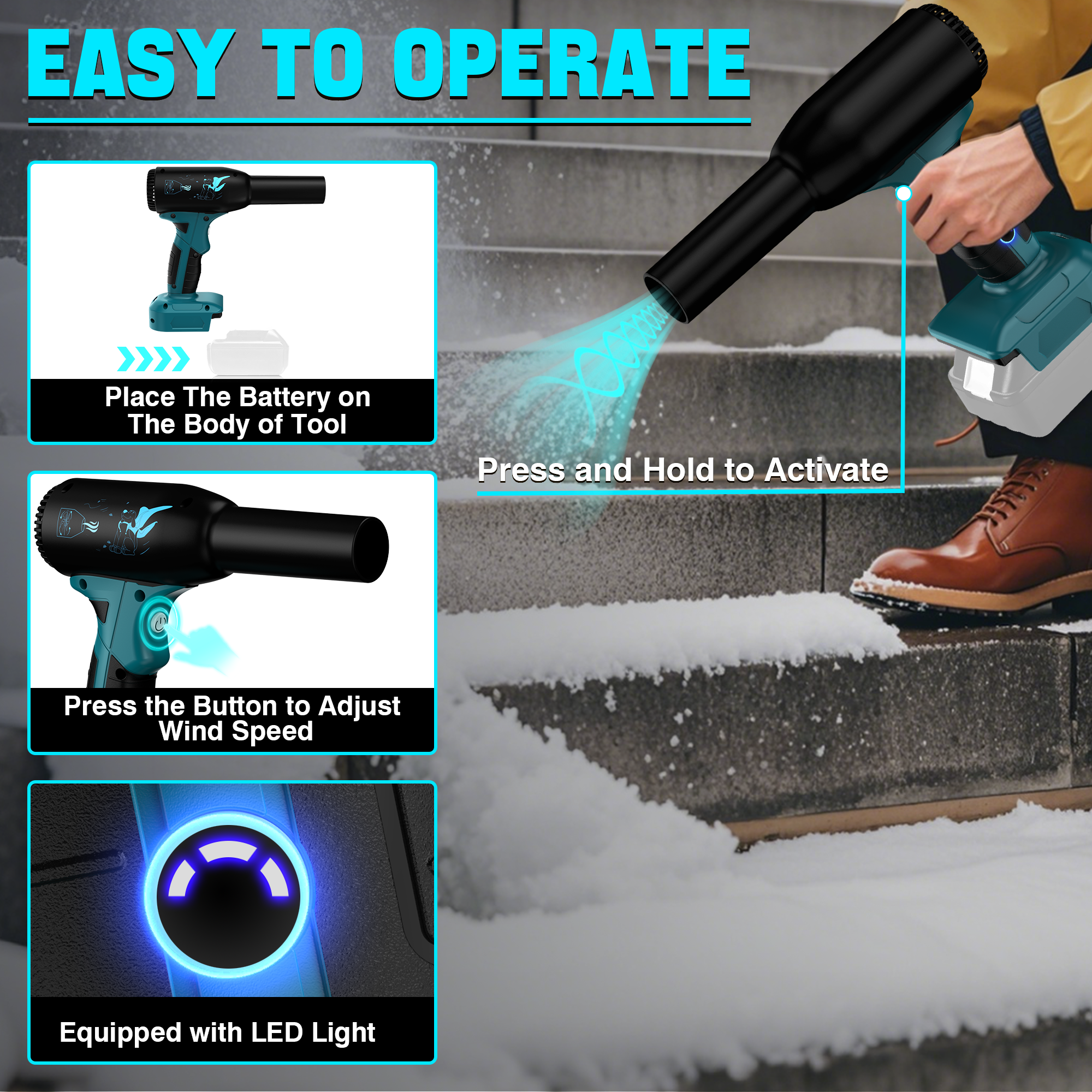 For Makita 18V 90000RPM Cordless Leaf Blower,3-Speed,Lightweight 380W Powerful Airflow Compatible with Makita Batteries