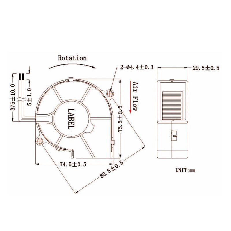 Wholesale 7530 12v 24V 36V High-quality PBT 30% Glass Industrial Evaporative Air Cooler Centrifugal Fan Dc Cooling Blower Fan