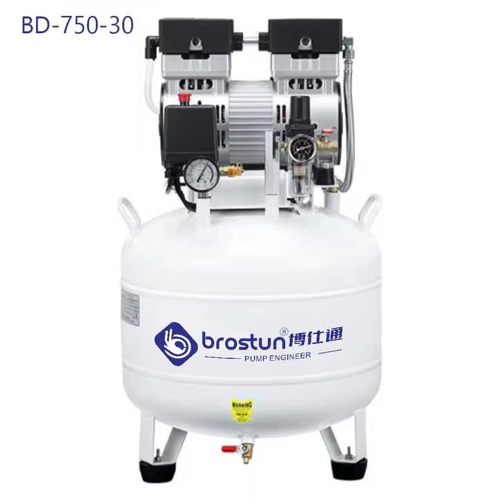 Low Noise Silent Aircompressor Oilless Screw Air Compressor Medical Oil Free Air Compressor 4kw 5kw 6kw 7.5kw