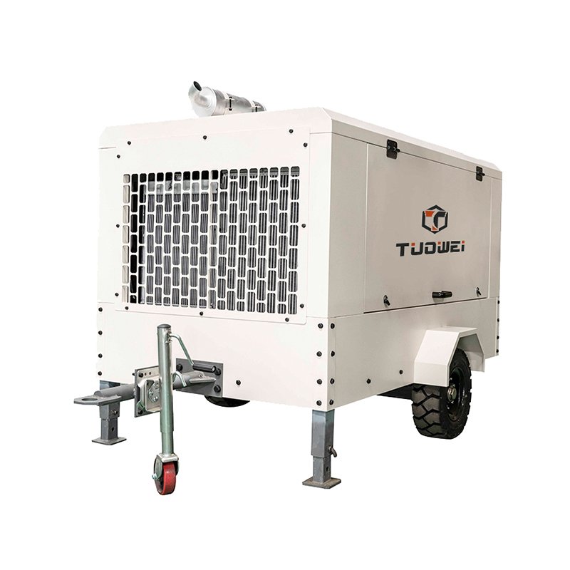 375 Cfm 7 Bar 70 Kw Diesel Powered Portable Industrial Screw Air Compressor for Road Construction