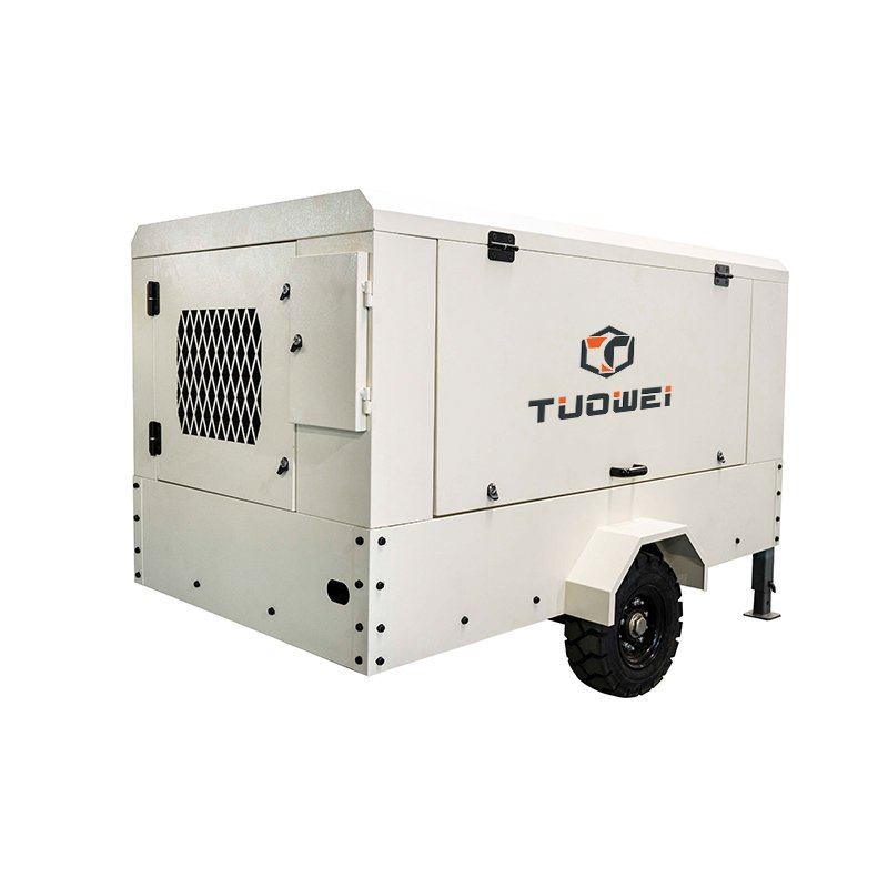 375 Cfm 7 Bar 70 Kw Diesel Powered Portable Industrial Screw Air Compressor for Road Construction