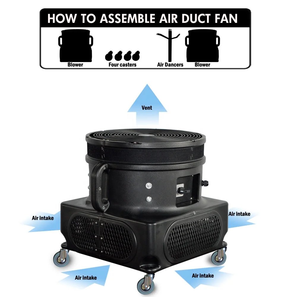 Inflatable Blower 1/2HP 1200CFM Wind Flying Dancer Fan Sky Dance Tube Blower Integrated Air Blower for Inflatables Bouncer