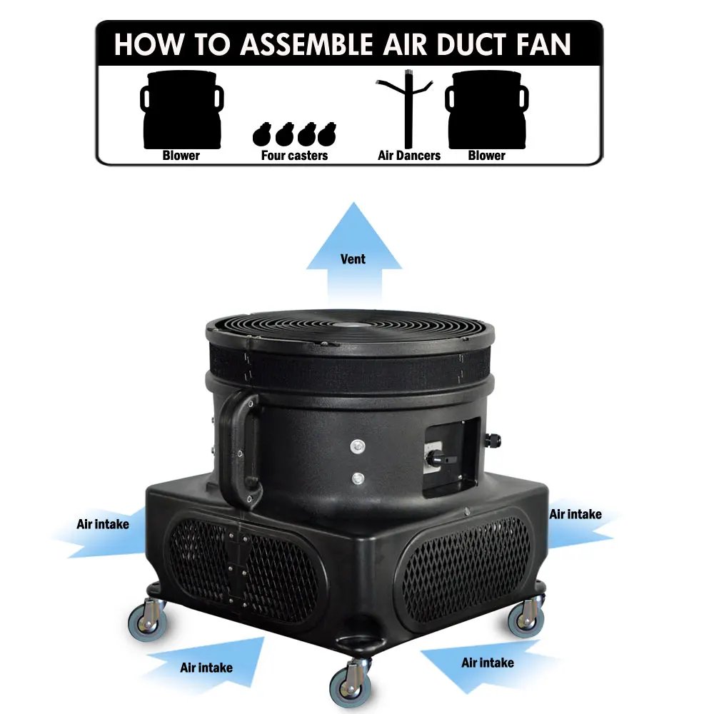 Inflatable Blower 1/2HP 1200CFM Wind Flying Dancer Fan Sky Dance Tube Blower Integrated Air Blower for Inflatables Bouncer