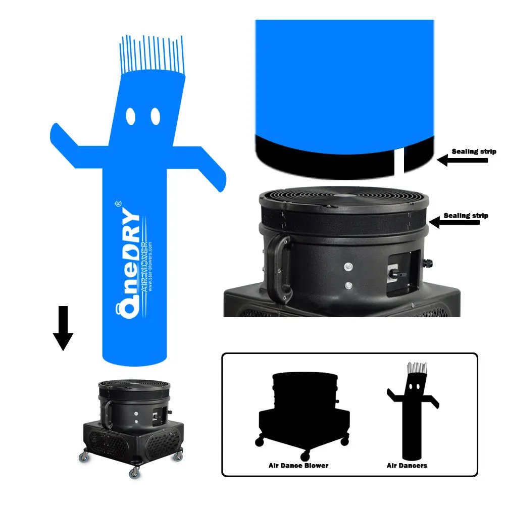 Inflatable Blower 1/2HP 1200CFM Wind Flying Dancer Fan Sky Dance Tube Blower Integrated Air Blower for Inflatables Bouncer