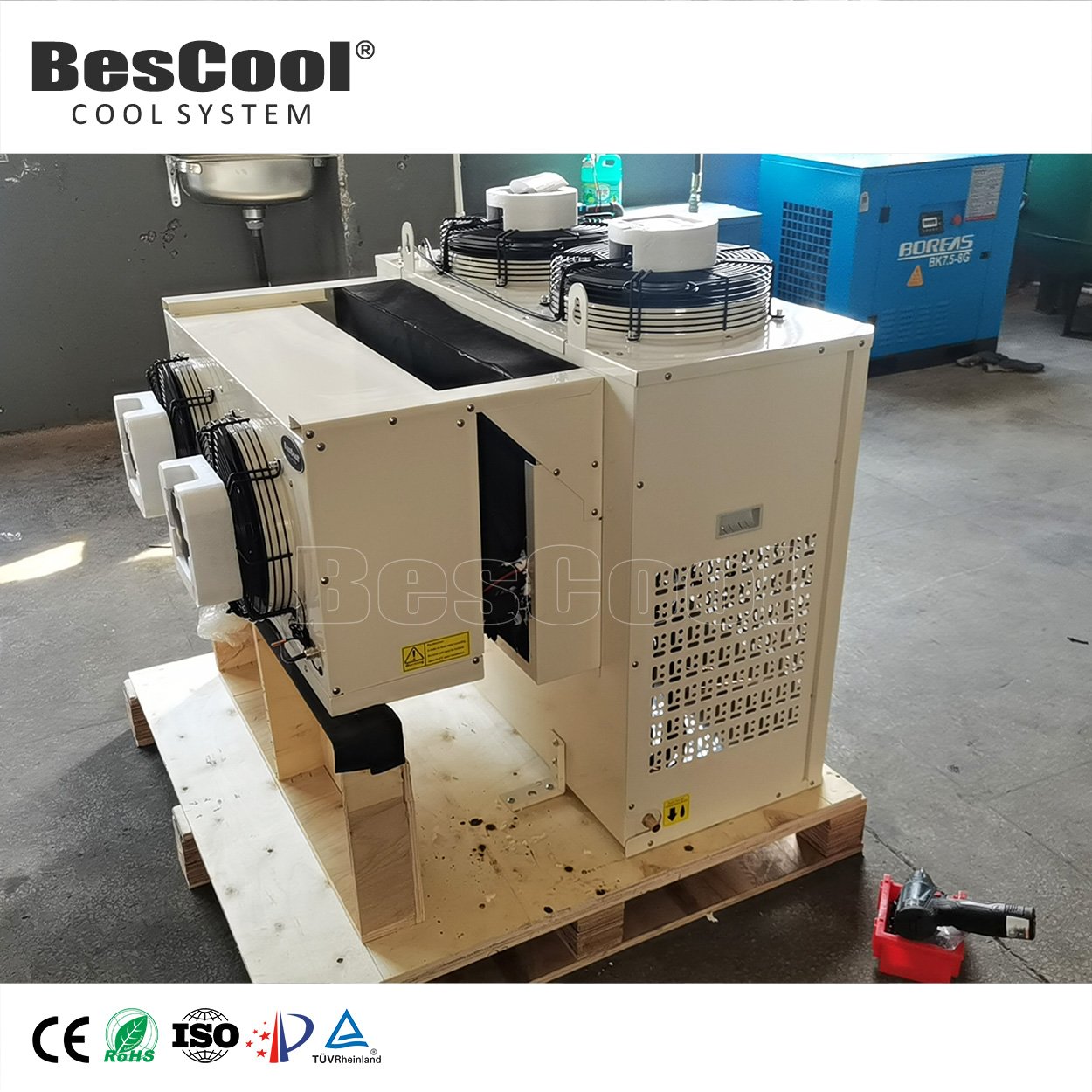 Bescool Blast Freezer Monoblock Unit Wall-Mounted for Mobile Cold Room 4HP Monoblock Condensing Cooler