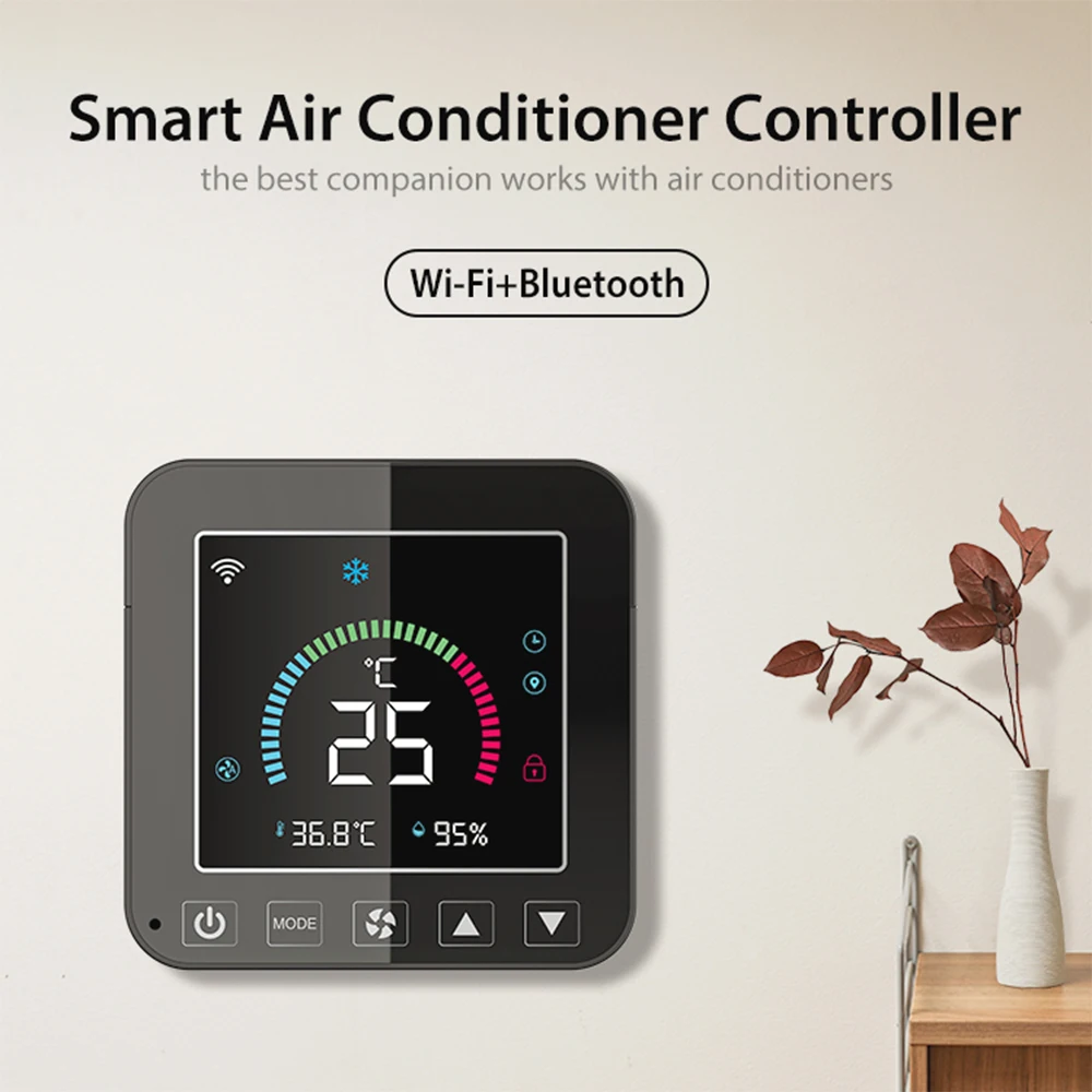 Tuya Smart Thermostat Universal AC Remote Control for Air Conditioner With LCD Color Backlight Screen and Temperature Humidity