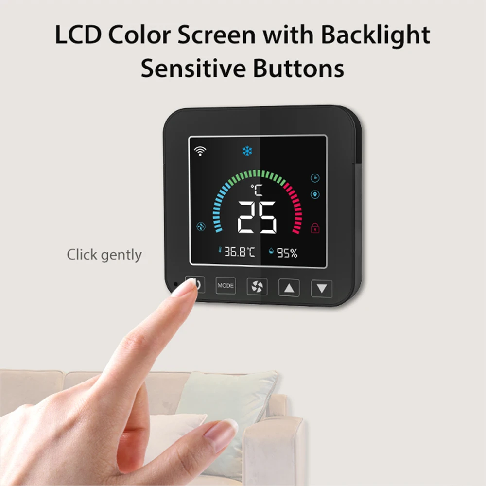 Tuya Smart Thermostat Universal AC Remote Control for Air Conditioner With LCD Color Backlight Screen and Temperature Humidity
