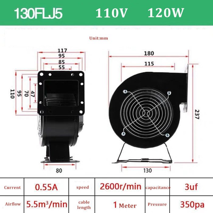 130FLJ5. AC CENTRIFUGAL FAN 110V HIGH QUALITY 130mm AC Blower
