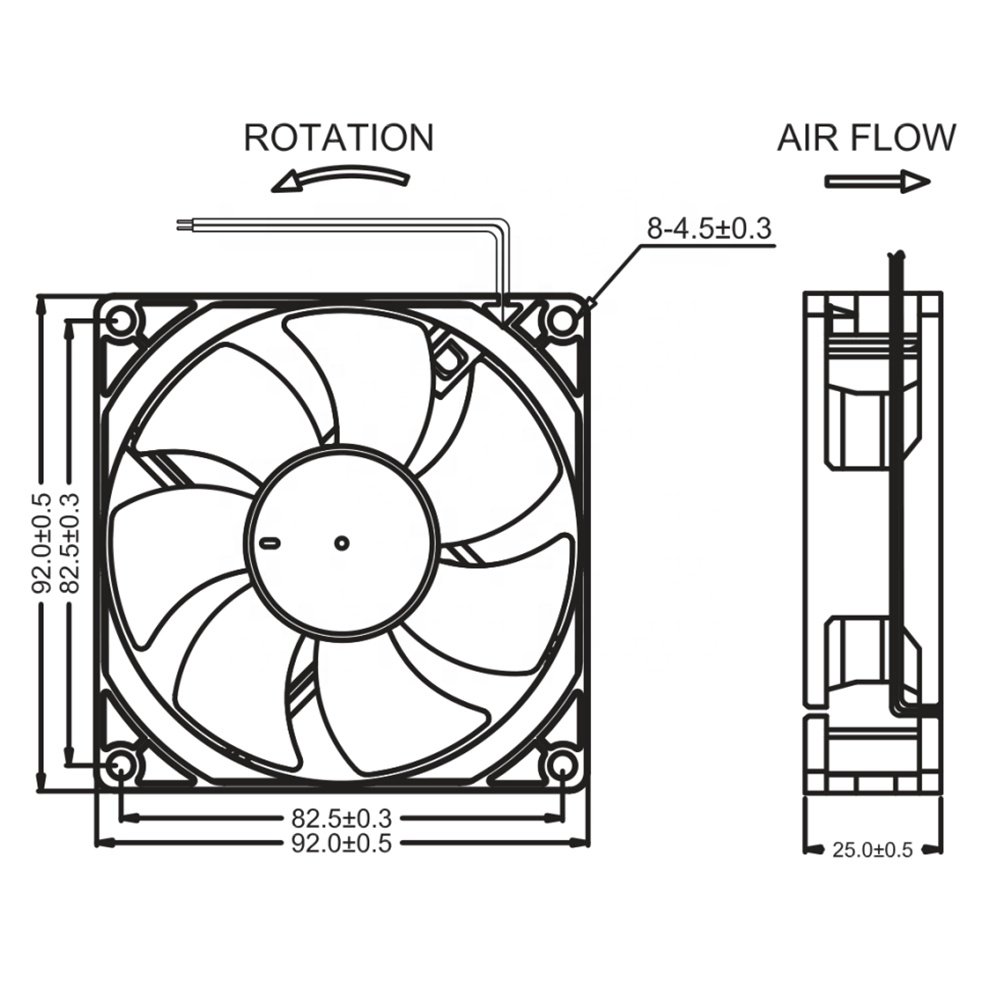 GX9225 24V0.52A 92x92x25mm MEIXING DC Axial Flow Fans Ball Sleeve Plastic Blade Back High Speed Small Cooling Radiator DC Fans