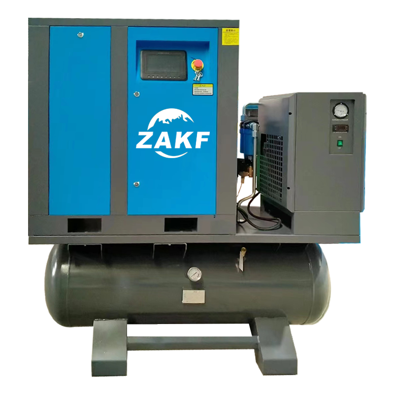 ZAKF 20HP 15kw 16/20bar All in One Integrated Three Single Phase Fix Speed Screw Type Air Compressor With Air Dryer Tank