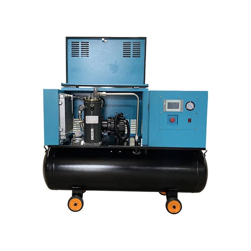 7.5KW Industrial Movable All in One Screw Air Compressor with Tank and Air Dryer for Dry Ice Blasting Machine