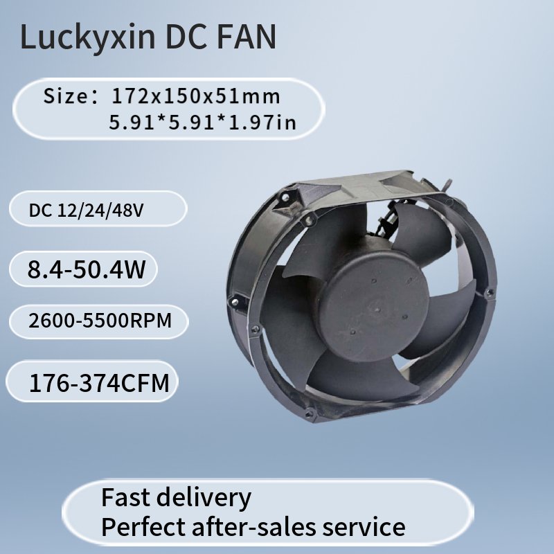 17251mm Industrial Water Dc Fan 172x150x50mm DC24V DC48V OEM ODM Aluminum Frame PWM FG RD signal Stage Light Cooling Fan