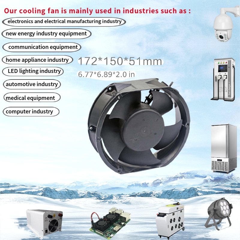 17251mm Industrial Water Dc Fan 172x150x50mm DC24V DC48V OEM ODM Aluminum Frame PWM FG RD signal Stage Light Cooling Fan