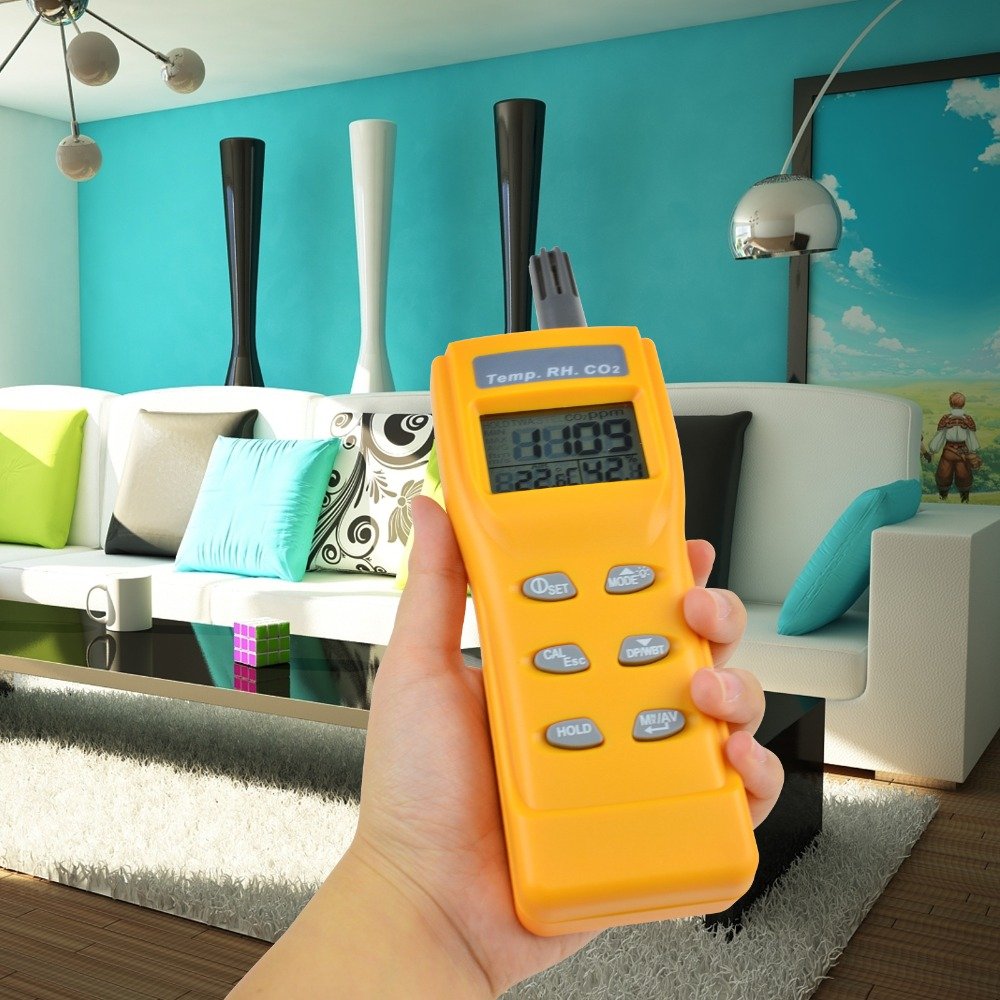 Indoor Air Quality 9999ppm Digital Carbon Dioxide Temperature Humidity NDIR Sensor IAQ CO2 Monitor WB DP Tester CO2 Meter