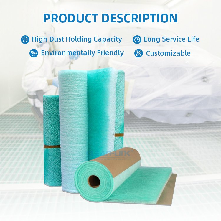 Hot Sale Automatic Paint Booth Air Filter Media Fiberglass Air Filter Roll Spray Booth Floor Filter