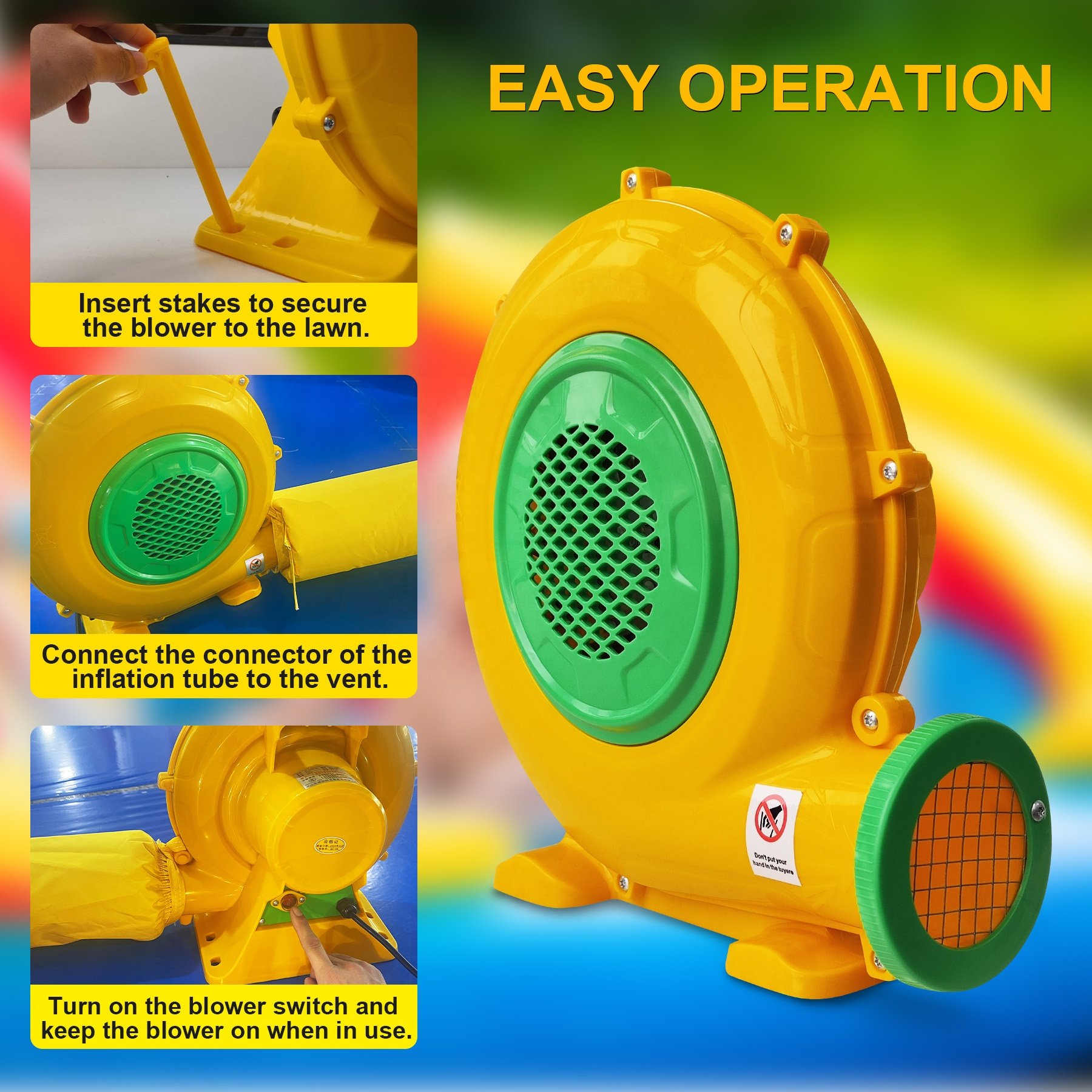 Professional Grade 750W Inflatable Blower Electric Ventilation Fan Pool Floats Toys Outdoor RV Use 110V 120V Plastic Material