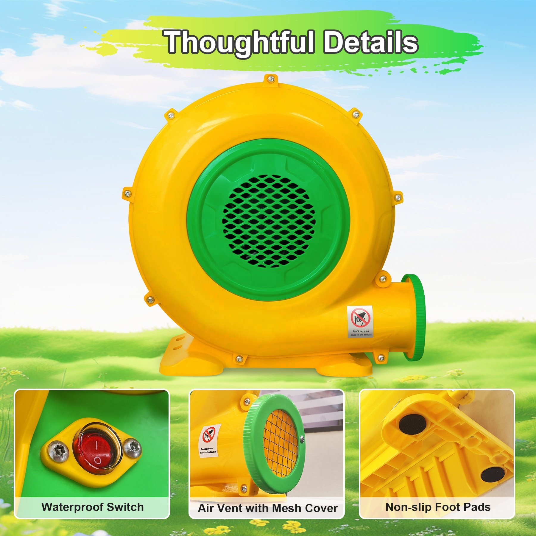 Professional Grade 750W Inflatable Blower Electric Ventilation Fan Pool Floats Toys Outdoor RV Use 110V 120V Plastic Material