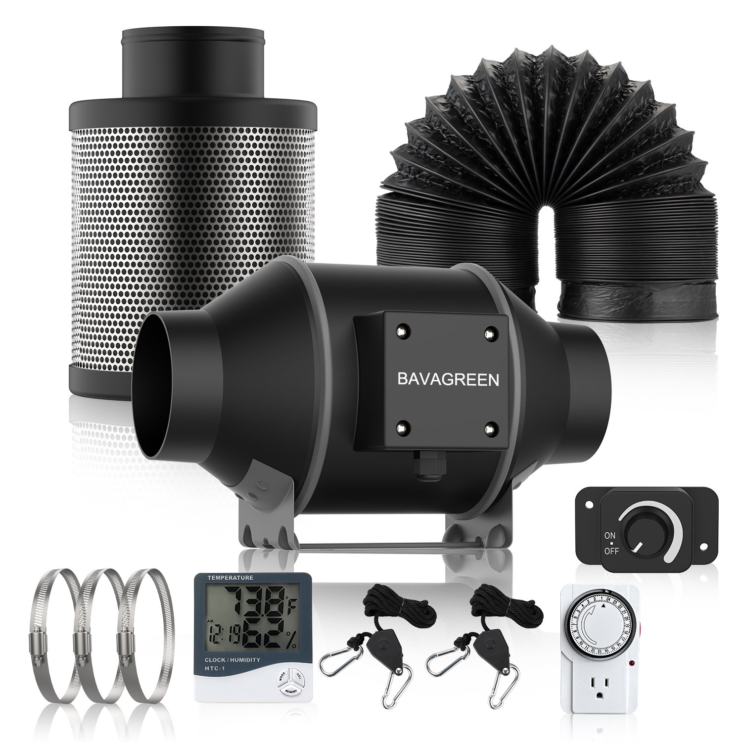 Upgrade 6 Inch 402 CFM Inline Duct Ventilation Fan Quiet Vent Blower for Hydroponics Grow Plant Tent, Greenhouse Air Circulation