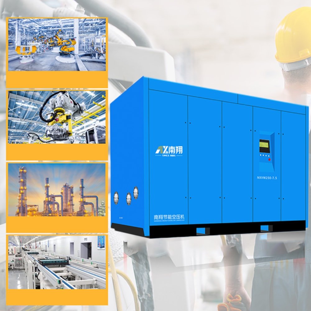 Nanxiang Factory Supply Screw Type 110kw Dry Oil Free Industrial Screw Air Compressor 150ph 7-10bar Vsd Oil Free Air Compressor