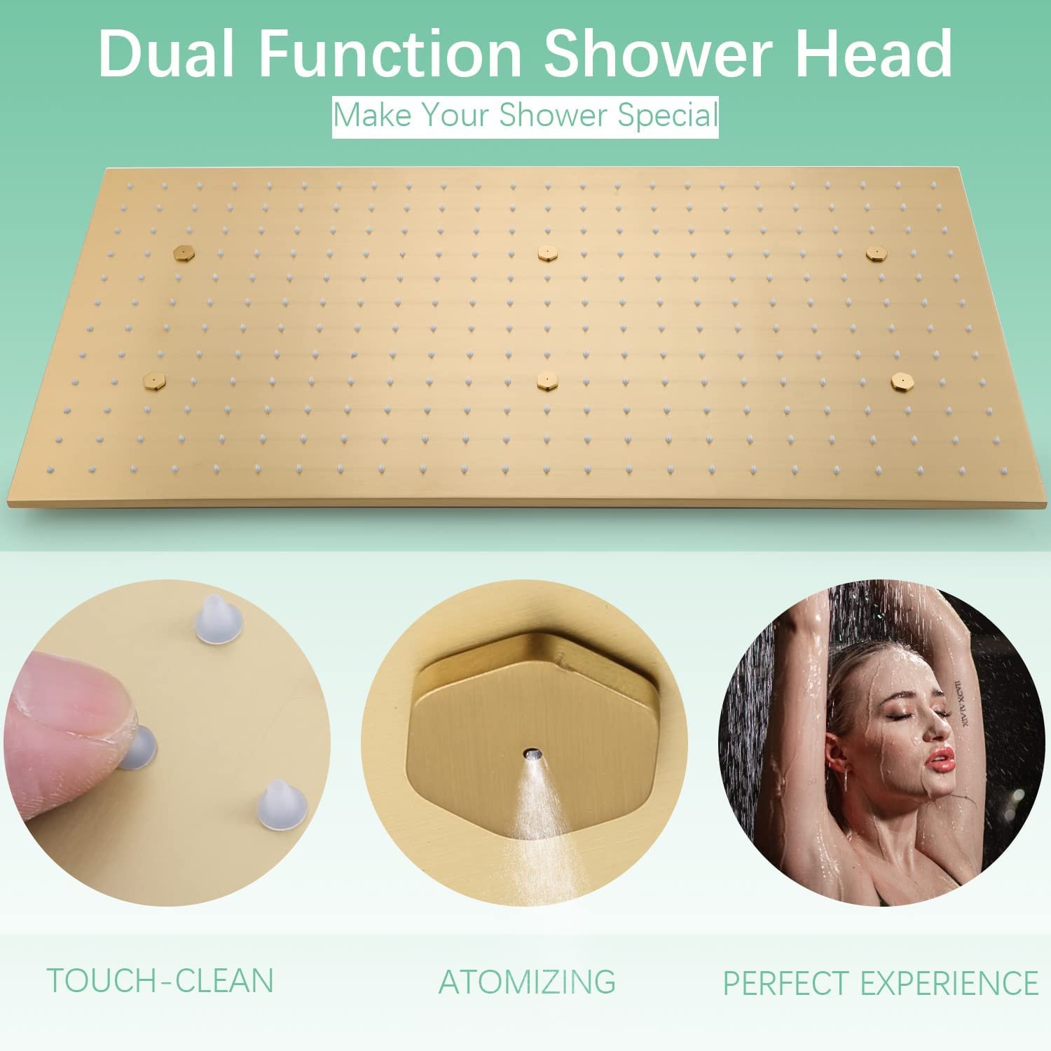 14.96 X 27.56 Inch 4 Functions Rain Shower Head Waterfall Rainfall Shower Head