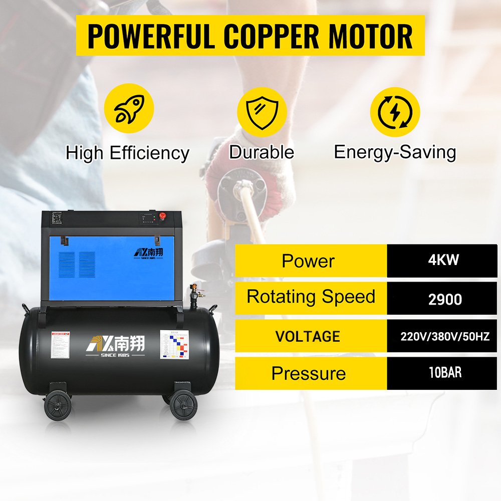 Nanxiang Portable Mini Screw Air Compressor Good Quality Low Noise 4kw Portable Screw Air Compressor with Tank for Automobiles