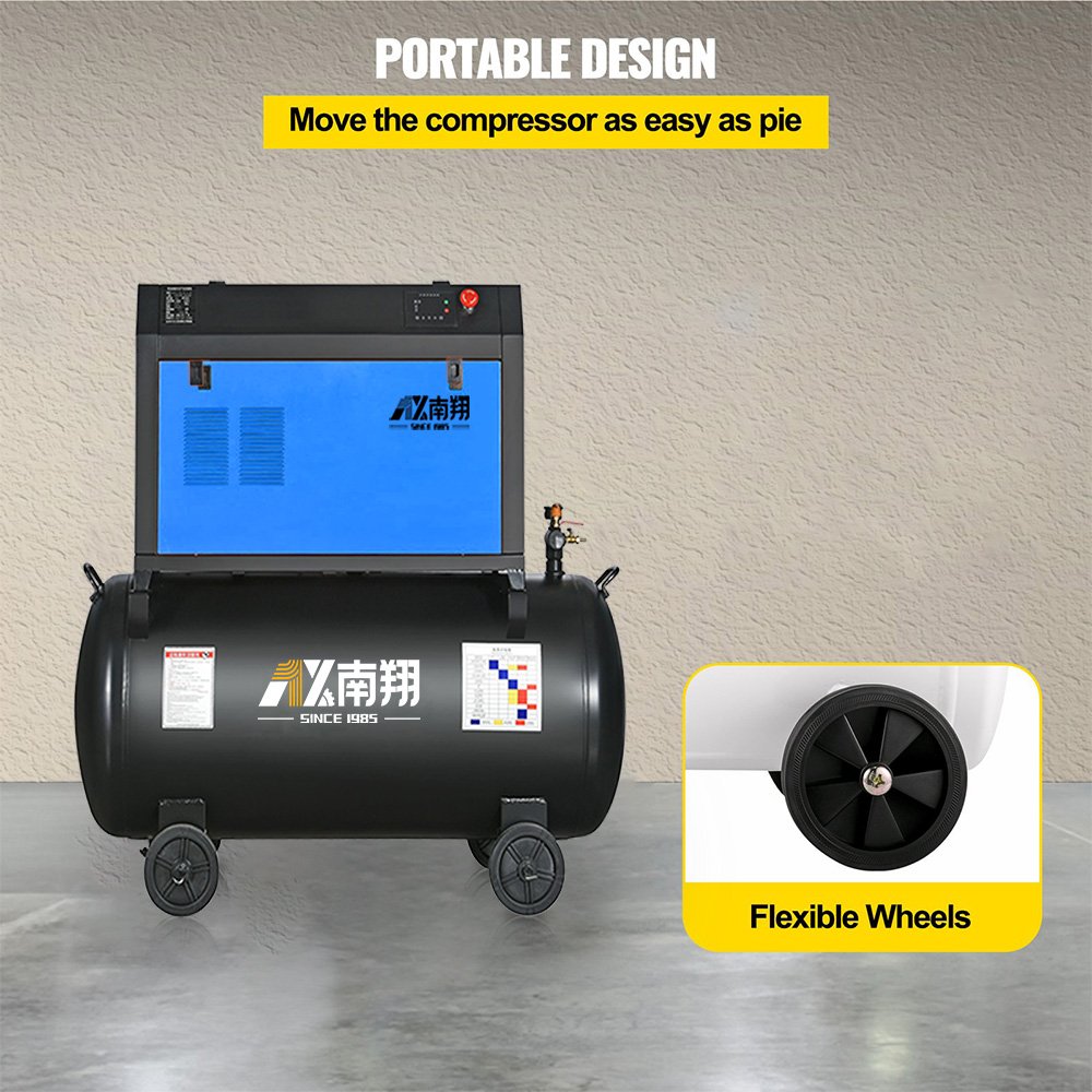 Nanxiang Portable Mini Screw Air Compressor Good Quality Low Noise 4kw Portable Screw Air Compressor with Tank for Automobiles