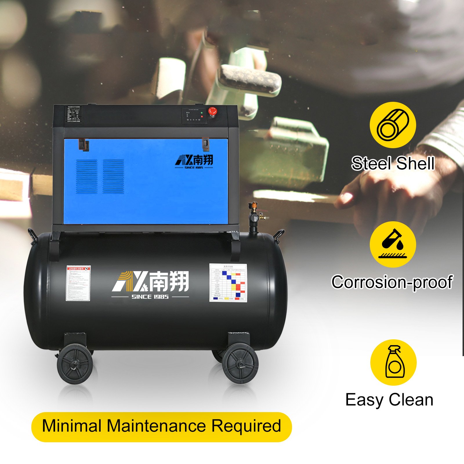 Nanxiang Portable Mini Screw Air Compressor Good Quality Low Noise 4kw Portable Screw Air Compressor with Tank for Automobiles