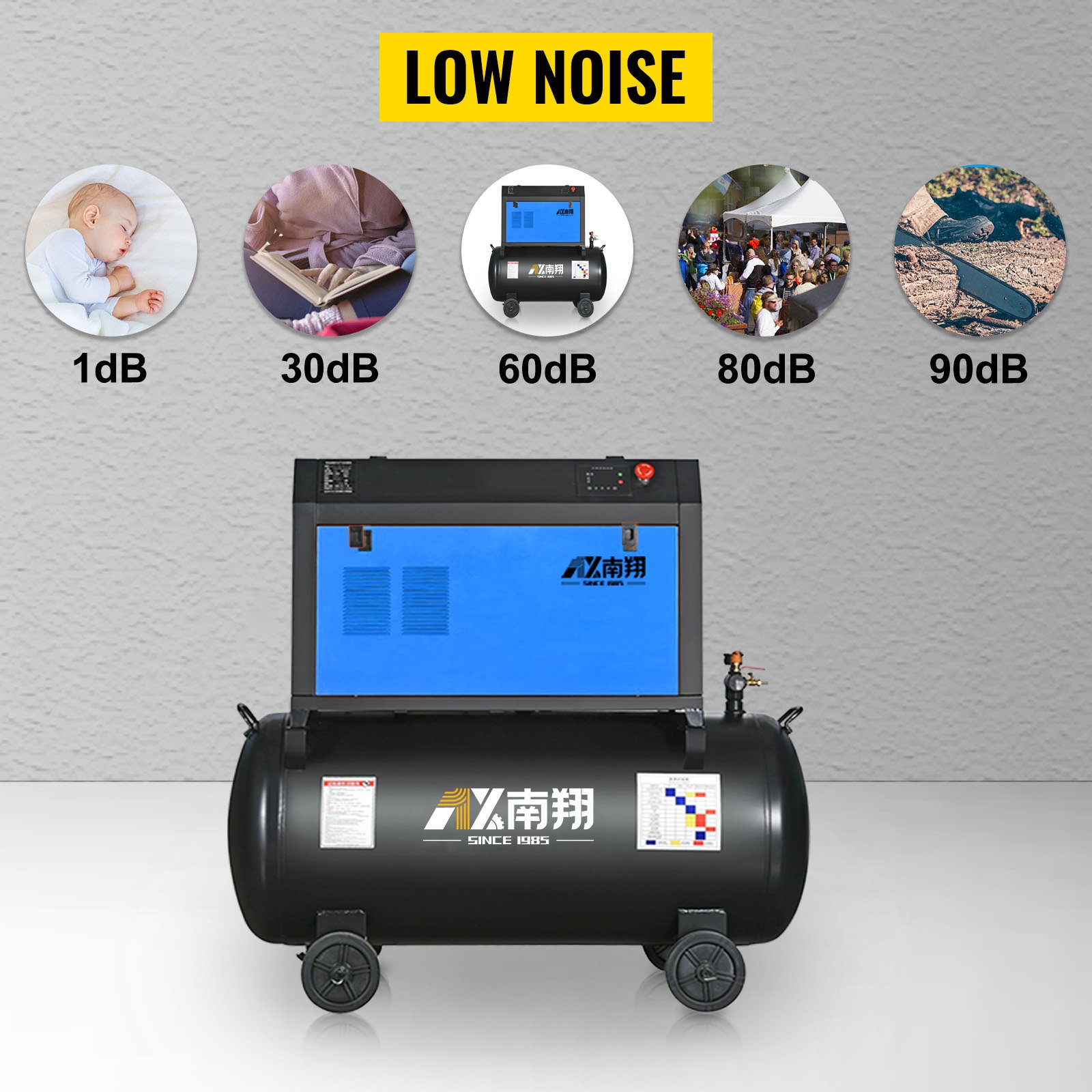Nanxiang Portable Mini Screw Air Compressor Good Quality Low Noise 4kw Portable Screw Air Compressor with Tank for Automobiles