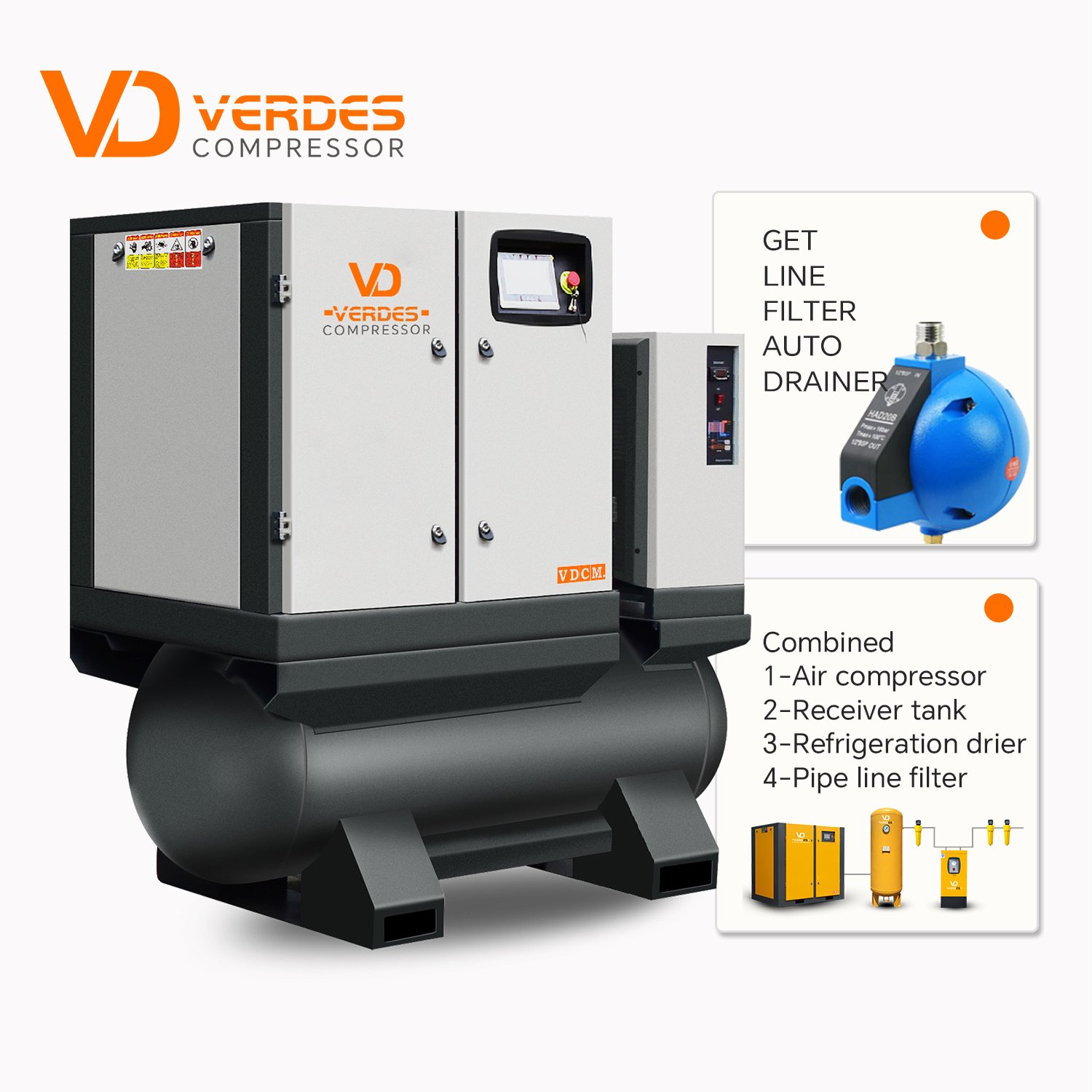 VERDESAIR Outstanding 22kw 30hp Industrial Screw Type Compressor air for Laser Cutting Machine 2.2m3/min Small air Compressor