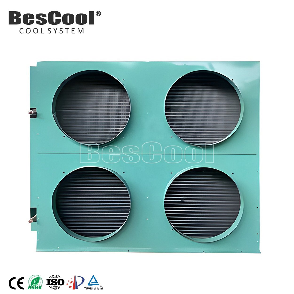 FNH-50 10HP 2-Fan Air-Cooled Green Shell Condenser With Internal Copper Cold Room Refrigeration Condenser Maer Fan