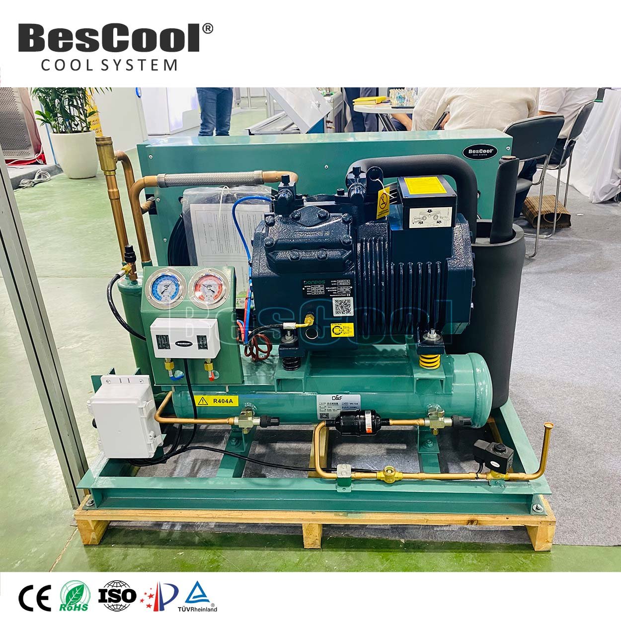 FNH-50 10HP 2-Fan Air-Cooled Green Shell Condenser With Internal Copper Cold Room Refrigeration Condenser Maer Fan