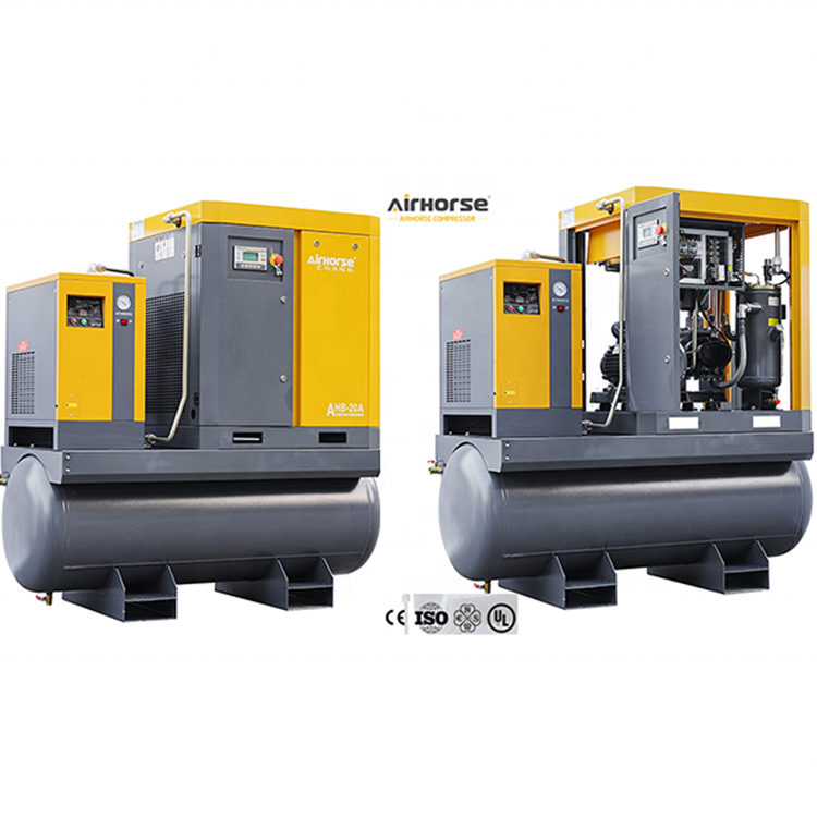 AirHorse Noiseless Industrial Electrical 16 bar 20 bar Inverter VSD All in One Rotary Screw Air Compressor for Laser Cutter
