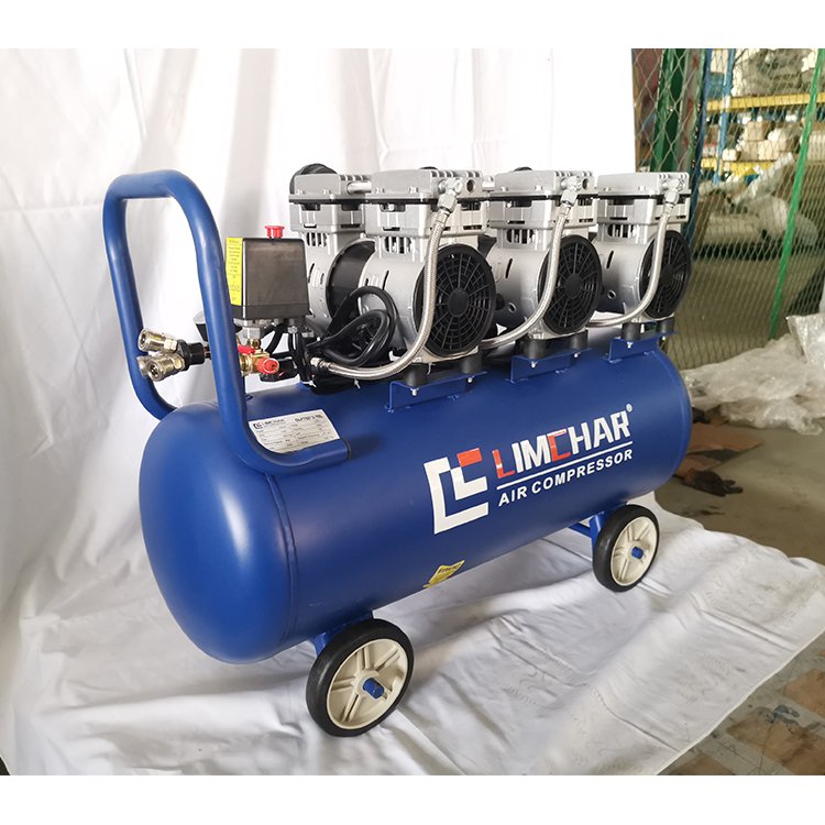 High Quality Low Noise Mini Silent Double Cylinder Portable Oilfree air Compressor 750W/1HP-70L