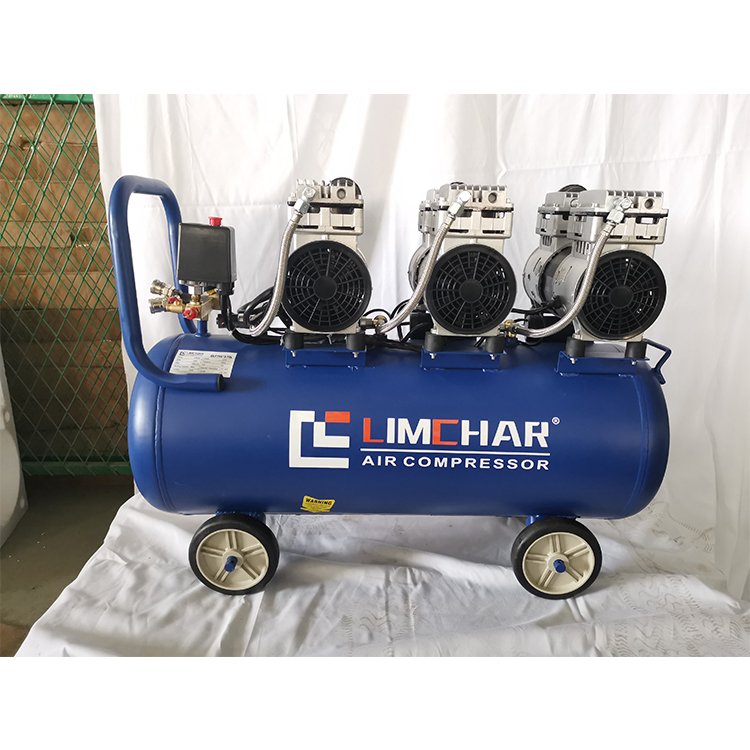 High Quality Low Noise Mini Silent Double Cylinder Portable Oilfree air Compressor 750W/1HP-70L