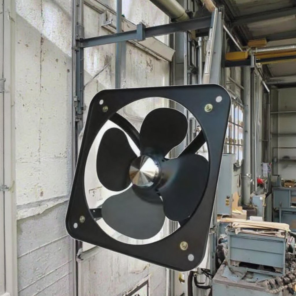 220V 12 Inch Low Speed Square Axial Flow Exhaust Fan Black for Kitchen Warehouse Extractor Use AC Suction Industrial Fan Bearing