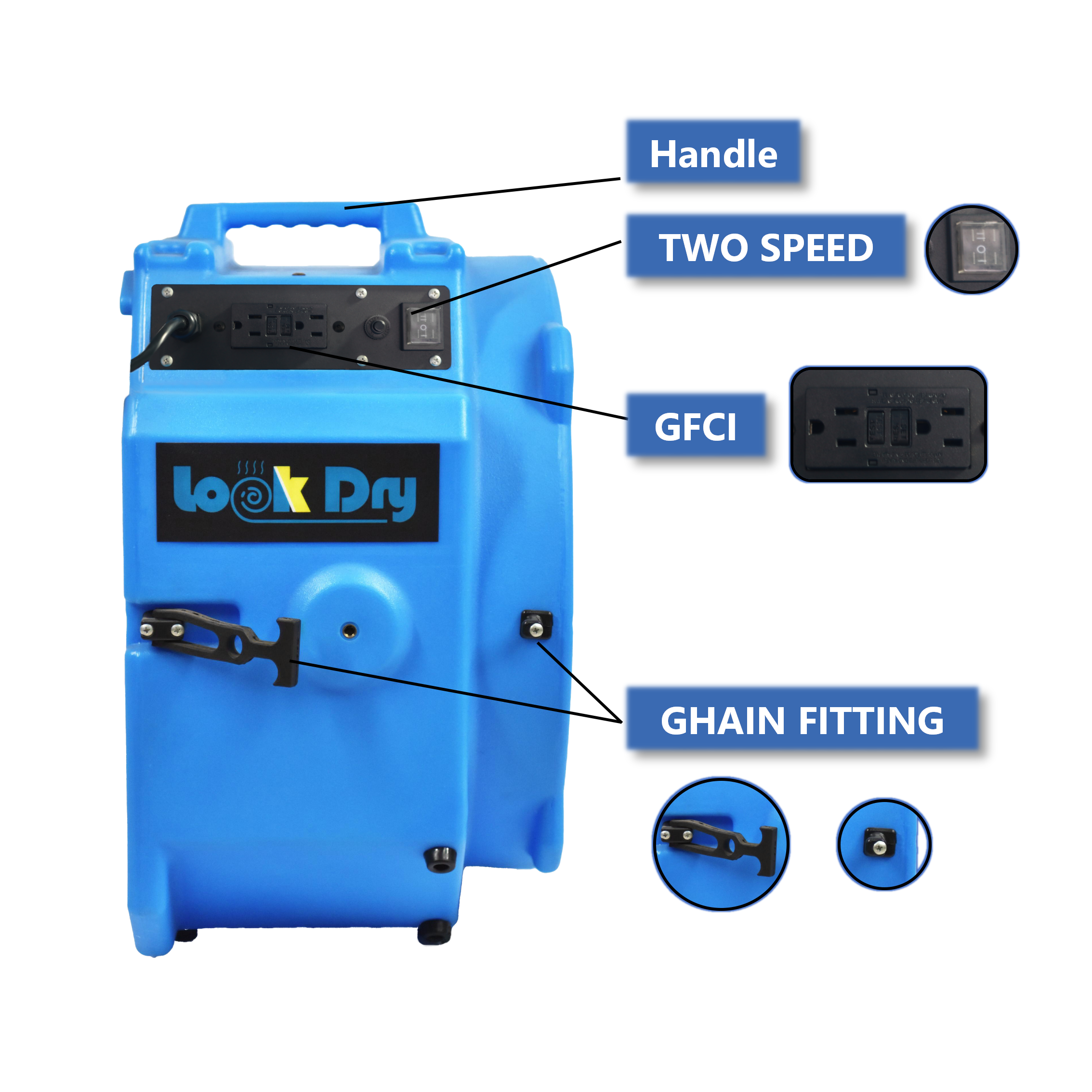 1/4HP 4000CFM Axial Floor Blower Fan Carpet Dryer Industrial Household Cleaning Carpet Water Damage