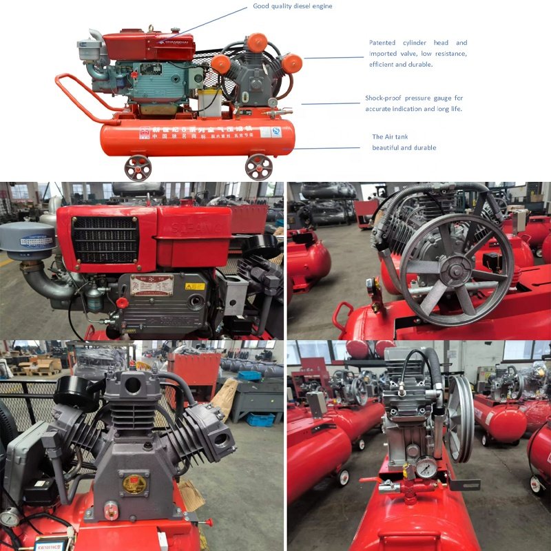 Hongwuhuan W3.5/5 Cheap Price Piston Air Compressor Mining 5bar Portable Industrial Diesel Air Compressor
