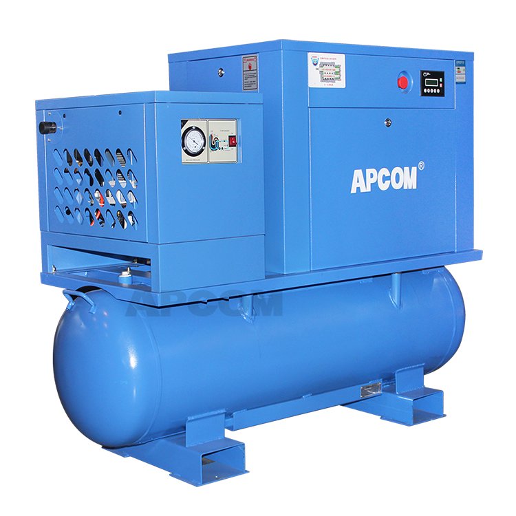 APCOM Aircompressors Industrial 10 HP 7.5 KW 10HP 7.5KW Combined Rotary Screw Air Compressor for Sandblasting