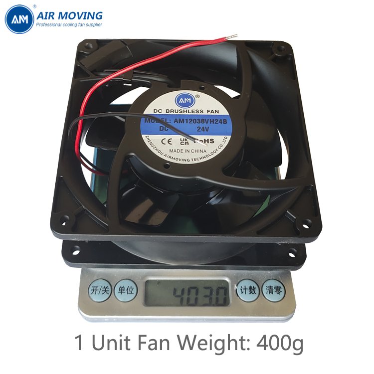 AM12038VH24B All Metal Fan DC 24V Fan 0.8A 19W 12038 120x120x38mm Axial Fan for Inverter IP68