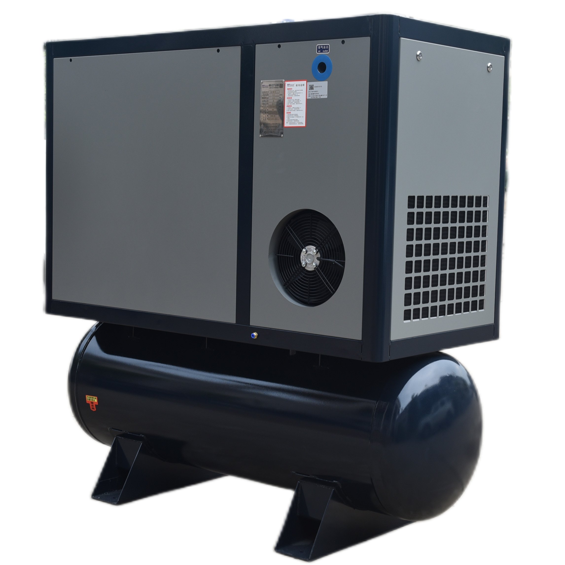 20hp 15kw Compact Integrated Design All in 1 Screw air Compressor with Build-in Dryer Filter 380l air tank for Laser Cutting