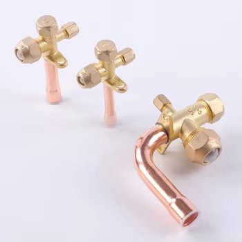 Copper Service Valve For Refrigeration AC Split Brass Material Gas Power Source Air Conditioner Parts